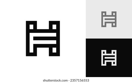 Letter FH or HF initial monogram logo design