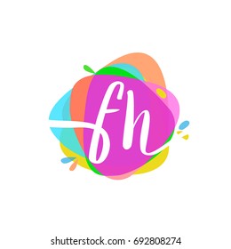 Letter FH logo with colorful splash background, letter combination logo design for creative industry, web, business and company.