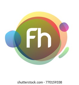 Letter FH logo with colorful splash background, letter combination logo design for creative industry, web, business and company.
