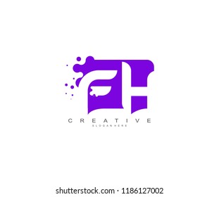 Letter FH Logo Design Vector with Abstract Square Shape Dots