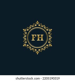 Letter FH logo with Luxury Gold template. Elegance logo vector template.