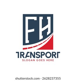 Carta FH Transporte Design de logotipo. Logotipo moderno da estrada de FH para a entrega, empresa de transporte e negócio da frota