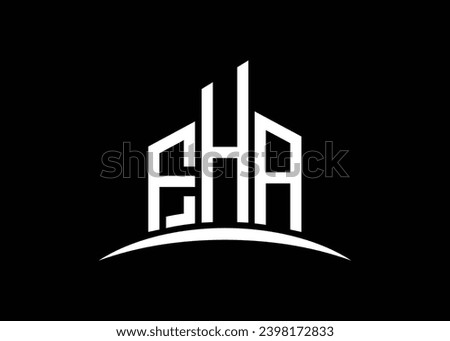 Letter FHA building vector monogram logo design template. Building Shape FHA logo.