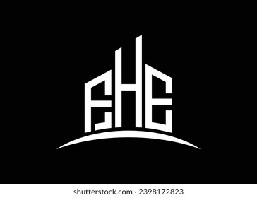 Letra FHE construyendo la plantilla de diseño del logotipo del monólogo del vector. Logo de Building Shape FHE.