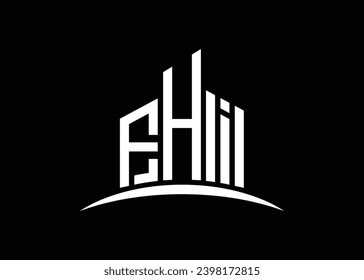 Letter FHI building vector monogram logo design template. Building Shape FHI logo.