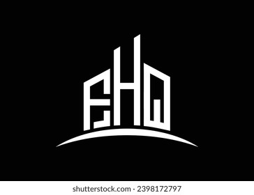 Letter FHQ building vector monogram logo design template. Building Shape FHQ logo.