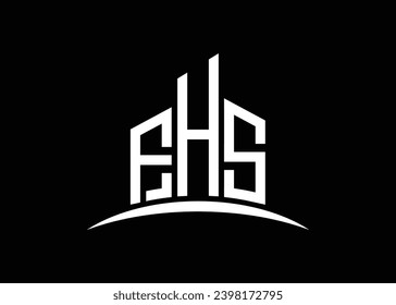 Letter FHS building vector monogram logo design template. Building Shape FHS logo.