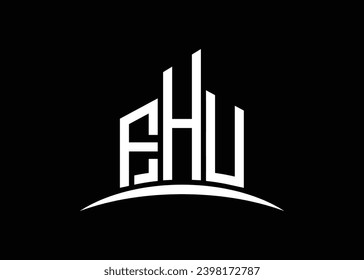 Letter FHU Building Vektorgrafik Monogram Logo Design Template. Building Shape FHU Logo.