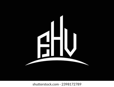 Letter FHV building vector monogram logo design template. Building Shape FHV logo.