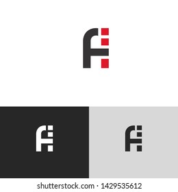 Letter fi linked lowercase logo design template elements. Red letter Isolated on black white grey background. Suitable for business, consulting group company.