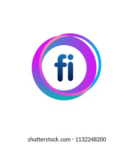 Letter FI logo with colorful circle, letter combination logo design with ring, circle object for creative industry, web, business and company.