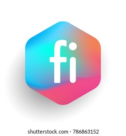 Letter FI logo in hexagon shape and colorful background, letter combination logo design for business and company identity.

