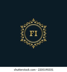 Letter FI logo with Luxury Gold template. Elegance logo vector template.