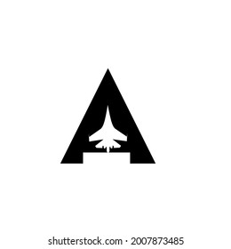 letter A and fighter aircraft, fighter aircraft letter A combination logo