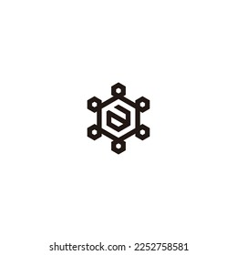 Letter a in figure, hexagons geometric simple symbol logo vector