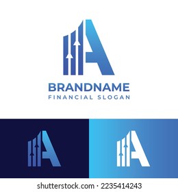 Letter A Financial Chart Logo, suitable for any business related to Financial with A initials.