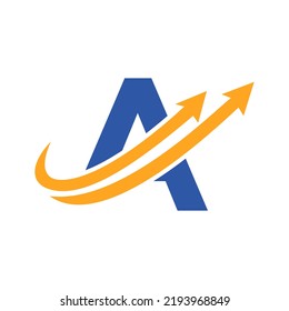 Letter A Financial Logo. Finance and Financial Investment Development Logo Template Concept with Business Growth Arrow