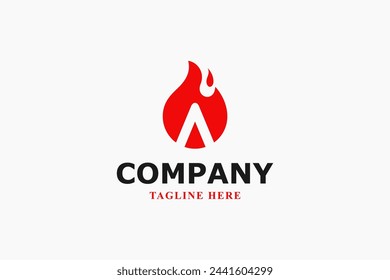 letter a and fire burning logo