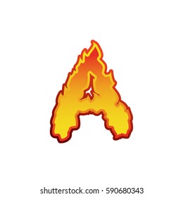 Letter A fire. Flames font lettering. Tattoo alphabet character. fiery sign alphabet