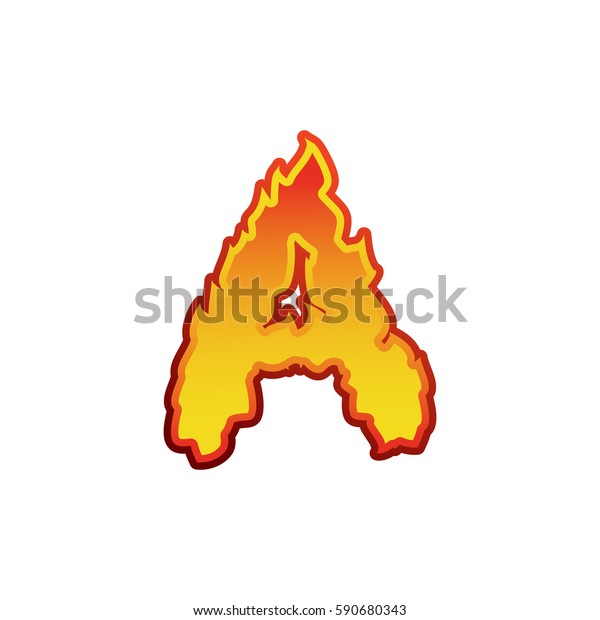 Letter Fire Flames Font Lettering Tattoo Stock Vector Royalty Free