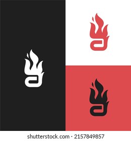 Letter a and fire flames logo set design. logo can be used as symbols, brand identity, company logo, icons, or others.