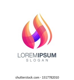 letter fire H gradient color logo design