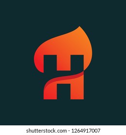 Letter Fire H Logo