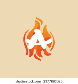 A Letter Fire Logo, Burn, Red, orange, A Logo vector design template elements for your application or company.