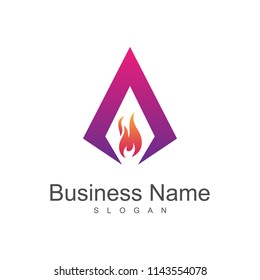 letter a with fire logo, pyramid fire logo