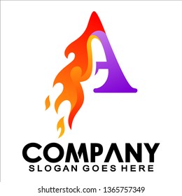 Letter A fire logo, sign, symbol, business or company identities