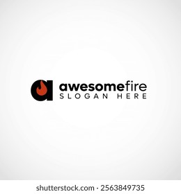 Letter   fire logo template blazing fire black red orange