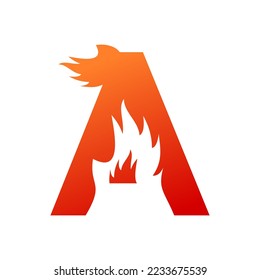 Letter a with fire logo template illustration