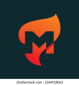 Letter Fire M Logo