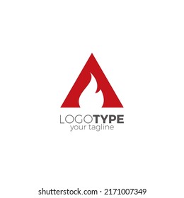 Símbolo del logotipo del triángulo de fuego de la letra A