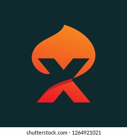 Letter Fire X Logo