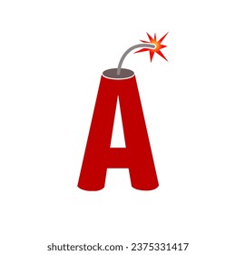 The A letter firecracker vector icon.