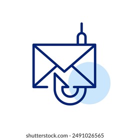 Letter and fishing hook. Phishing email alert. Internet security. Pixel perfect, editable stroke icon