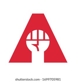 Letter A with fist, revolution logo icon design - Vector