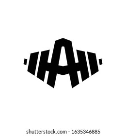 Letter A Fitness Gym Logo Design. Barbel Sports Vector Icon. 