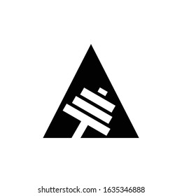 Letter A Fitness Gym Logo Design. Barbel Sports Vector Icon. 