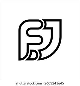 Letter Fj or Jf Line Art Initial Abstract Logo
