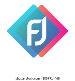 Letter FJ logo with colorful geometric shape, letter combination logo design for creative industry, web, business and company.