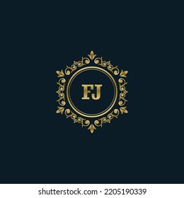 Letter FJ logo with Luxury Gold template. Elegance logo vector template.