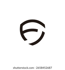 letter fj triangle shield emblem simple geometric logo vector 