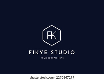 Letter FK hexagon minimalist logo with clean and elegant lines style design vector illustration