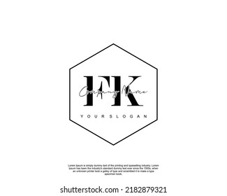 Letra FK Logo de escritura manual inicial con firma y estilo dibujado a mano.