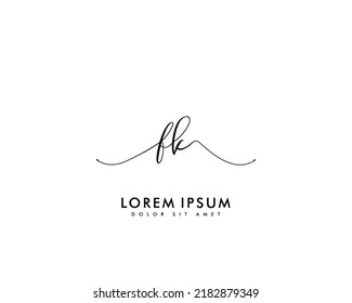 Letter FK Initial handwriting logo with signature and hand drawn style.