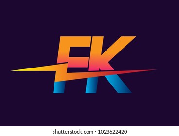 Letter FK logo with Lightning icon, letter combination Power Energy Logo design for Creative Power ideas, web, business and company.
