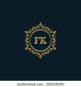 Letter FK logo with Luxury Gold template. Elegance logo vector template.