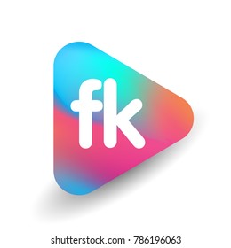 Letter FK logo in triangle shape and colorful background, letter combination logo design for business and company identity.
